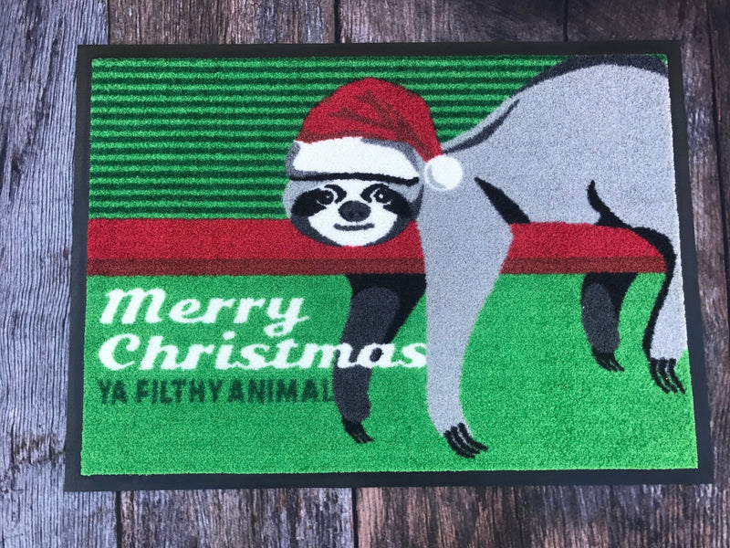 Merry Christmas - Ya Filthy Animal - Sloth Doormat - Adoremat