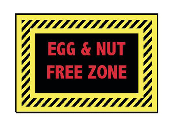 egg and nut free zone yellow and black mat